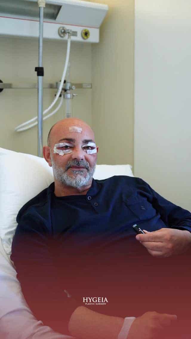Patient recovering after plastic surgery at Hygeia Hospital in Albania.
